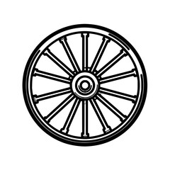 Fototapeta premium Illustration of a simple black and white wheel with spokes radiating from the center circle design element