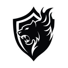 Fototapeta premium silhouette of a tiger head with flames merging 