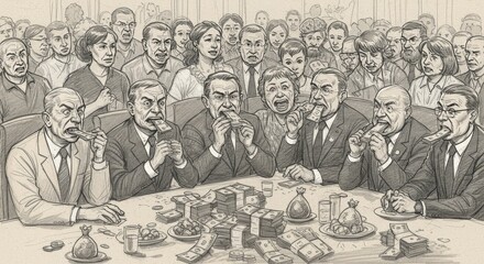 Greed and Corruption: Money Eating Illustration