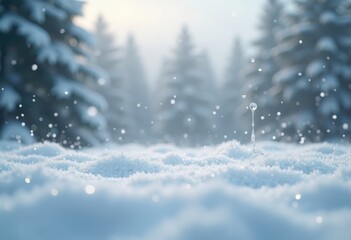 Obraz premium raindrops splashing fresh snow covered ground creating sparkling nature scene winter wonderland, icy, frozen, white, texture, beauty, detail, environment