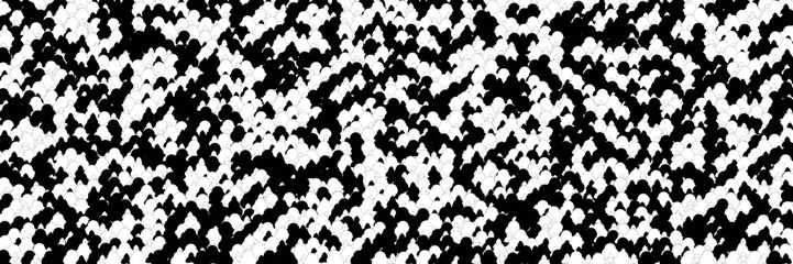 Abstract seamless pattern of rounded triangles in black and white, perfect for backgrounds, modern design, and creative projects, high contrast geometric vector illustration