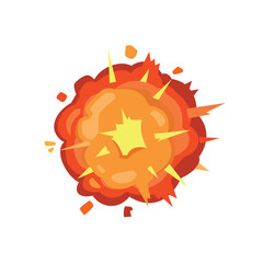 explosion illustration in flat style, exploding effect on white background