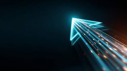 Radiant Upward Arrow with Dynamic Light Trails Illustrating Accelerated Business Expansion and Technological Evolution Through Forward-Thinking Innovation and Visionary Planning