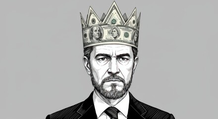 Man with Money Crown Illustration