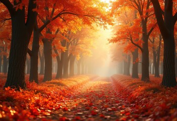 Fototapeta premium vibrant fall foliage rich colors organic textured background autumn leaves nature scenic beauty, green, yellow, orange, brown, landscape, flora, plant