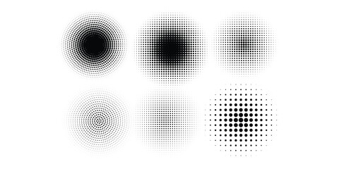 Set of black halftone dots backgrounds. vector modern dots halftone abstract Curved lines. Futuristic technology concept. modern