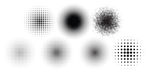 Set of black halftone dots backgrounds. vector modern dots halftone abstract Curved lines. Futuristic technology concept. modern
