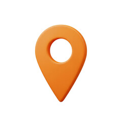 Bright orange location pin icon centered with subtle shadow and highlight detail