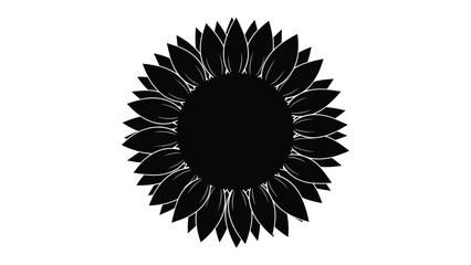 Sunflower Silhouette: A strikingly elegant black and white illustration of a sunflower, showcasing its intricate petal arrangement and central disk, a symbol of warmth, positivity, and natural beauty.
