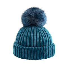  a striped beanie with a pom-pom, perfect for the winter season. the hat is in earthy colors like beige and brown, featuring horizontal stripes of creamy white, dark blue, mustard yellow,