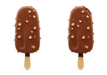 Indulgent chocolate nutty ice cream bar one bitten revealing creamy texture delicious treat