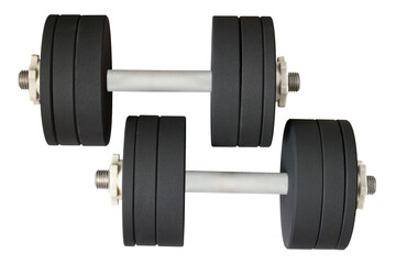 Two heavy sports dumbbells isolated on a white background