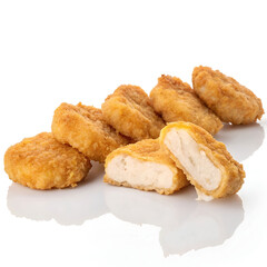 Delicious fried chicken nuggets, displayed individually.