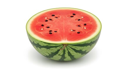Fresh Watermelon Half A Refreshing Summer Treat, Showcasing Juicy Red Flesh and Seeds