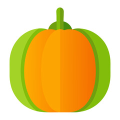 Stylized flat design orange and green pumpkin icon
