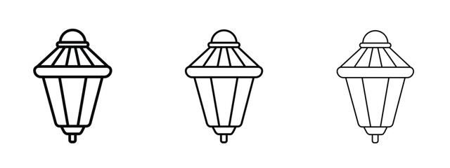 Street lamp icon in outline stroke style symbol.
