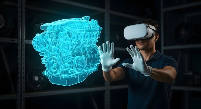 VR Car Engine Design Innovative Mechanic Uses Virtual Reality Technology