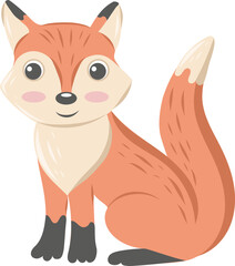 Fox vector illustration in cartoon children style