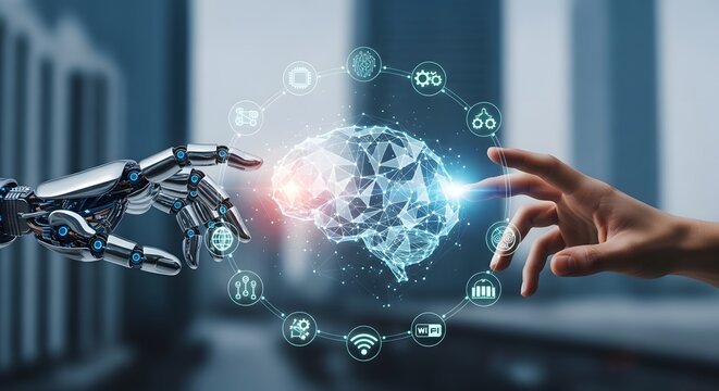 Human and AI Collaboration Robotic Hand and Brain Network Synergy