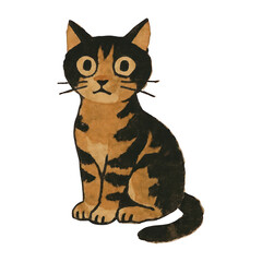 Obraz premium PNG Charming watercolor cat illustration.