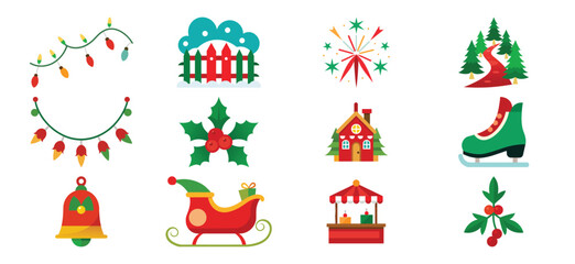 Festive Christmas and Winter Holiday Icons and Graphic Elements Collection