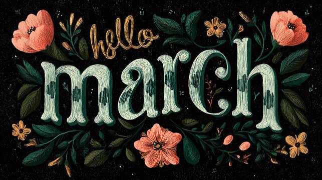 background of the words hello march