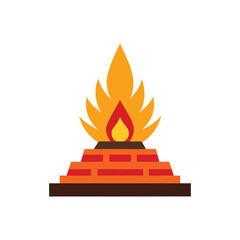 a colorful havan kund Hindu yajna fire vector art illustration