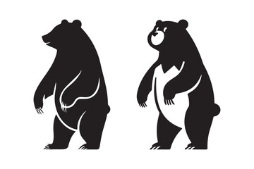 Two standing black bears silhouettes facing different directions
