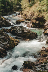 Vintgar Gorge Wooden Path over River in Slovenia
