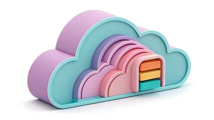 Pastel rainbow cloud stacker toy for children