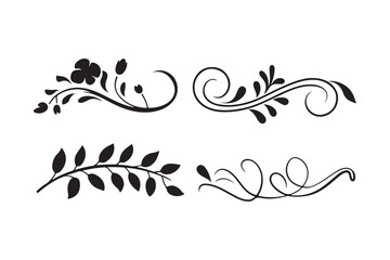 Elegant black flourishes and floral ornaments for design