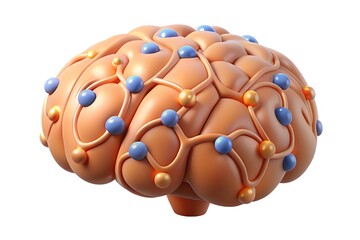 Abstract brain model with glowing connections and nodes