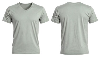 Gray tshirt displayed front and back view on a white background