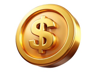 Golden coin with dollar symbol