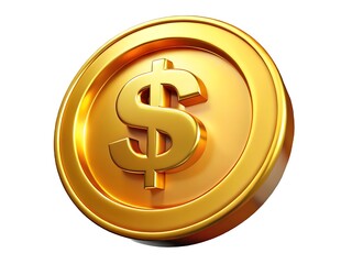 Shiny gold dollar coin with dollar sign