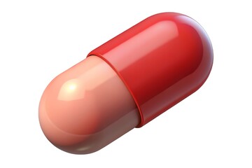 A single red and pink capsule on a white background
