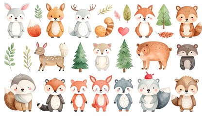 Cute woodland animal illustrations