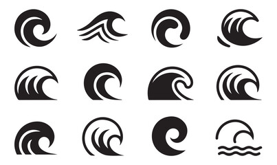 Stylized water waves for logo and branding designs
