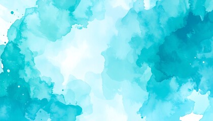 Obraz premium A soft, ethereal design featuring a captivating blend of light teal and sky blue watercolor washes, creating a serene and tranquil visual effect.