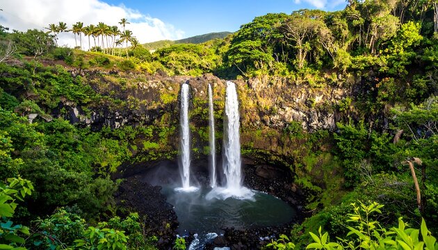 Breathtaking Hamama Falls, an awe-inspiring and verdant landscape in Samoa