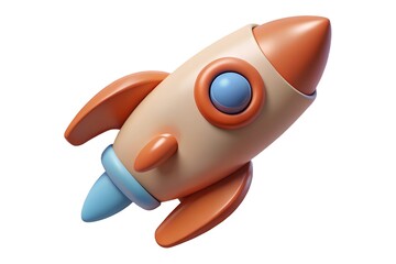 Obraz premium Whimsical 3d cartoon rocket ship ready for launch