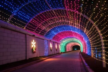 tunnel decorated with so many led lights 