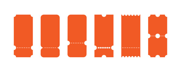 set of empty geometric ticket mock up vintage labels, black vector coupon sticker shapes element for sale, movie concert silhouette tickets event template icons