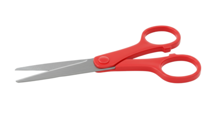 Red stationery office scissors png isolated on transparent background