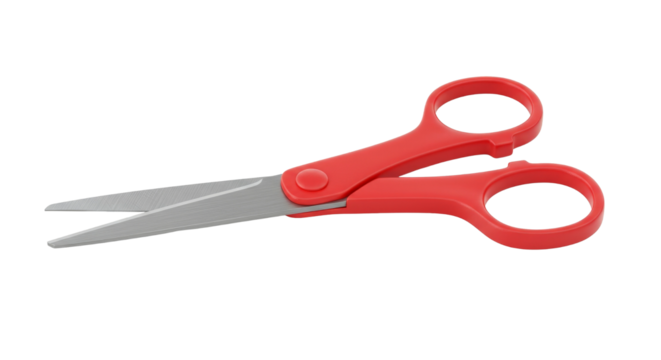 Red stationery office scissors png isolated on transparent background