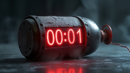 A close up of a red digital clock with the time 00:01 on it.