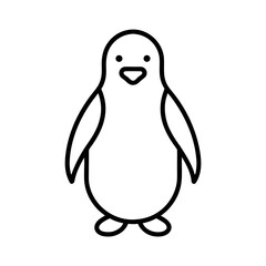 Penguin Outline Vector on White Background