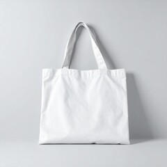 White Cotton Tote Bag on a Gray Background For Shopping and Mockup in Studio Lighting