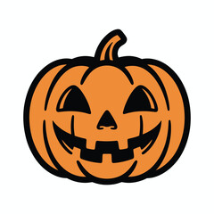 Halloween Pumpkin Icon – Jack O Lantern Scary Face Cartoon Vector.
