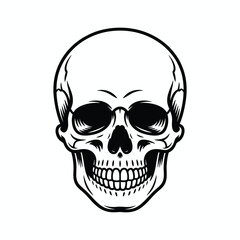 Halloween Skull Icon – Scary Human Skeleton Skull Cartoon Vector.